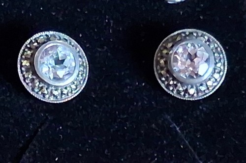 Aquamarine and marcasite solid - marcasite,
