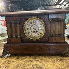 Antique Seth Thomas Adamantine 6 Column Mantle Clock Lions Head All Working