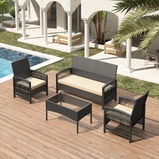 4Pcs Rattan Garden Furniture