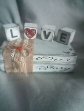 Rustic wooden faux decor books & detachable blocks #our story #love #rustic