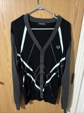 Fred Perry Argyle Cardigan Black Men's Size M