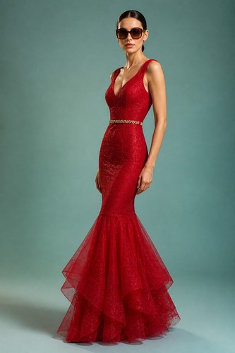 Prom evening dress - evening, red
