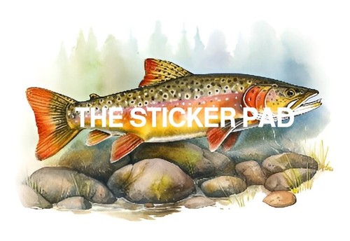Vinyl sticker brook trout - sticker, fly