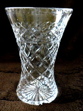 WEBB CORBETT WAISTED CRYSTAL VASE     ORIGINAL LABEL