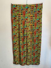 Sapphire silk print pattern trousers M 10 12 VGC straight leg wide retro TV 80s