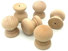WOODEN KNOBS 35mm solid beech wood untreated bun feet cabinet cupboard knob (5)