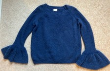 Lauren Taylor M/L Soft Cosy Dark Blue/Navy Knitwear Jumper Frill Cuff