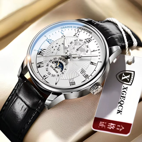 Luxury mens leather watch - luxury,