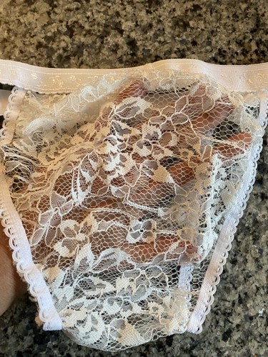 Lace tanga panties ivory - ivory, see