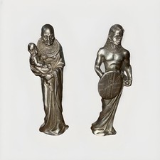 2 X Possible Pewter Statue - 0.86kg - 3.5” - St Anthony / African Messiah?