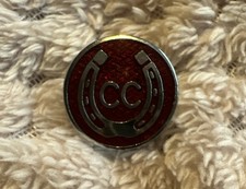 Vintage Enamel Badge Caravan Club Lapel Pin Horseshoe CC Red Owners Club