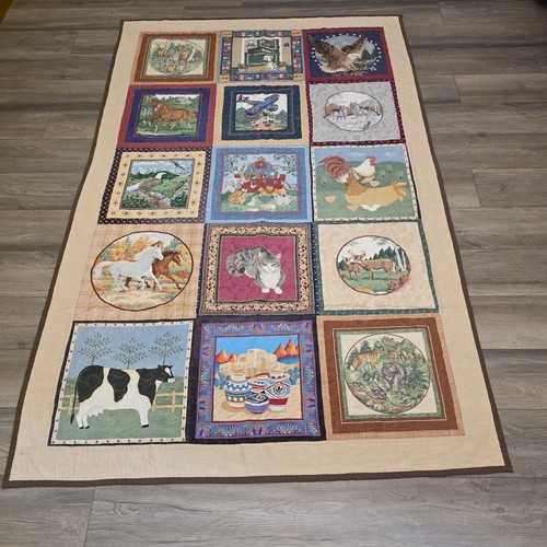 Vtg handmade wildlife quilt - handmade,