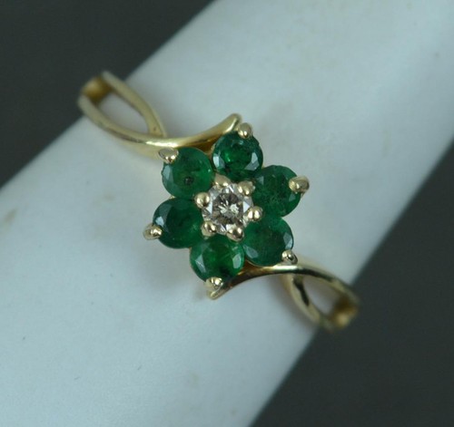 14ct gold emerald and diamond - gold,