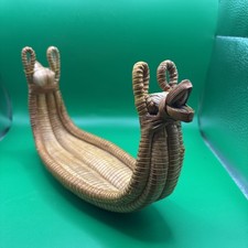 Vintage Woven Double Headed Gondola Boat Decorative Ornament Handmade
