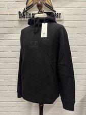 CP COMPANY 292A HOODED SWEATSHIRT IN WOOL POLAR FLEECE- BLACK  -Large