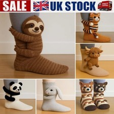 3D Knit Animal Socks Animal Socks Hand Crocheted Double Layer Cotton Warm New UK