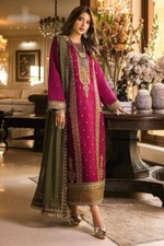 Pakistani indian Designer Embroiderd Chiffon Suit Unstitched 3 PC Shalwar Kameez