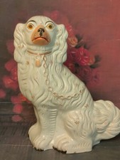 Antique Staffordshire Flatback Spaniel – 32cm Mantelpiece Dog – No.1 Impressed