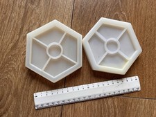 2 X Hexagon Coaster Silicon Moulds Epoxy Resin DIY Craft Molds Great Used Once
