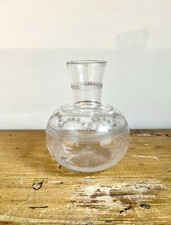 Vintage French Etched Floral Glass Bud Vase Excellent Condition