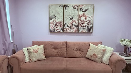 Dusky pink seater and 2 - seater,