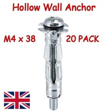 20 x METAL HEAVY DUTY PLASTERBOARD CAVITY WALL ANCHORS PLUG FIXINGS M4 x 38
