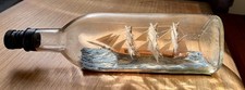 Vintage Handmade 3 Mast Clipper Ship In A Scottish Whiskey Bottle Hand Painted 