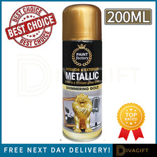 GOLD METALLIC SPRAY PAINT AEROSOL GOLD WOOD METAL PLASTIC ALL PURPOSE XMAS 200ML