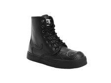 T.U.K. A8951L 7-Eye Round Toe Kitty Sneaker Boot Black Out Vegan Leather