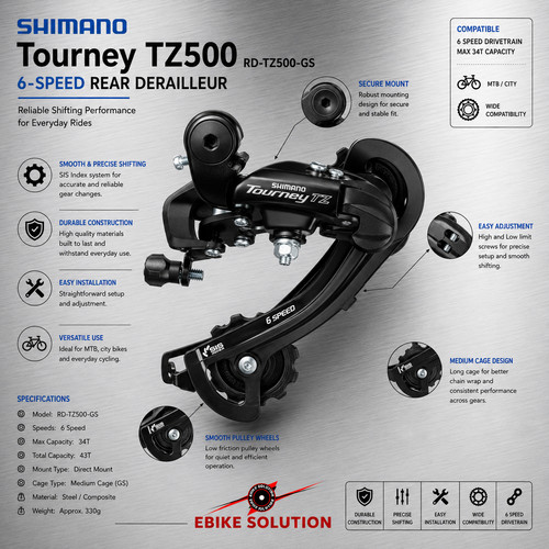 Shimano tourney tz500 medium - shimano,