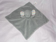 Sainsburys elephant comforter soft toy TU grey blankie stripe ears white