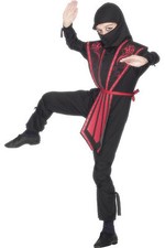 Boys Ninja Samurai Fancy Dress Warrior Costume Outfit Karate Age 4 - 12