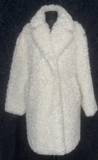 LADIES SIZE 10-12 CREAM TEDDY FLEECE COAT RITA ORA PRIMARK NEVER WORN