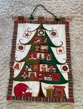 Vintage Fabric Advent Calendar Christmas Handmade Quilted Cats 24 pocket VGC