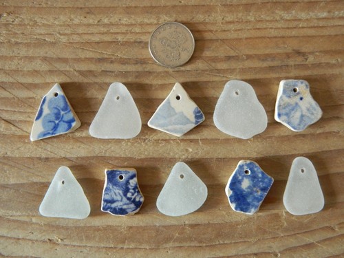 Drilled sea pottery and - 10,
