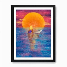 Surfer Girl Art Print Framed