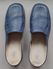New Ladies Navy Horas Comfort Leather Mules Shoes Small 37 4 More Like 36/3