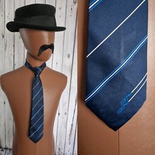 Cornelia James  Tie Blue Diagonal Stripe Vintage 1980s Made in England AJ38