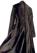 Zara Long Crushed Velvet Fit & Flare Victorian Steampunk Brown Coat  12 - 14 L