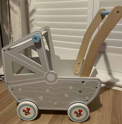 Lelin wooden dolls pram push - lelin,