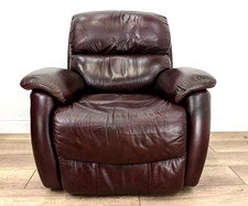 ARMCHAIR Jackwell Manual Recliner Real Burgundy Leather Detachable Backrest