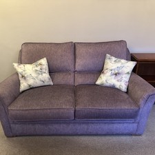 Purple 2 Seater Sofa & Footstool Good Condition
