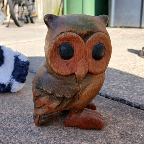 Carved wooden owl - carved,
