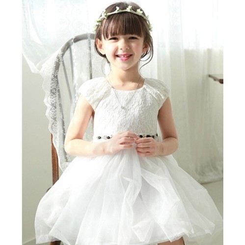Ivory girls dress - lace, flower