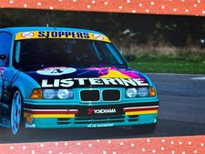 Signed  large 20"x10" photograph  Steve Soper BMW 318is BTCC Thruxton 1992