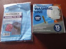 Home Solutions 15 Metre Retractable Washing Line 180 Swivel with Peg Bag unused