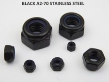 Black Stainless Steel Nyloc Nuts A2-70 Stainless Steel M3 to M12 Nylon Insert