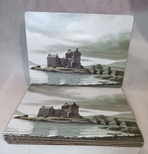 Set Of 6 Placemats Of Eilean Donan Castle By John Scotland 1991 Felt Backing