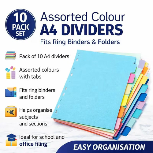 Pack assorted colour a4 - 10,