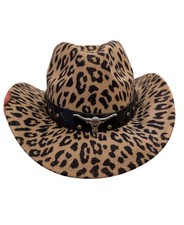 Leopard print cowboy cowgirl fedora hat fancy dress bull western party festival